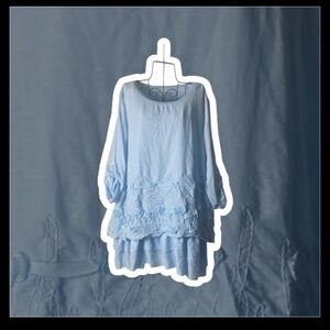 Chic Light Blue Long Sleeve Dress